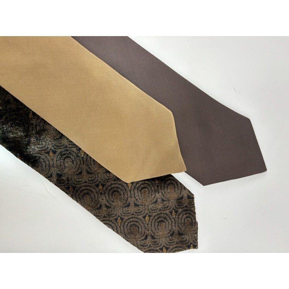 VTG LOT OF 3 - Brown Tone Assorted Silk Ties Made in Italy